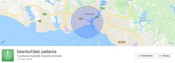 Facebook'tan istanbul beşiktaş patlaması sonrası güvenlik butonu