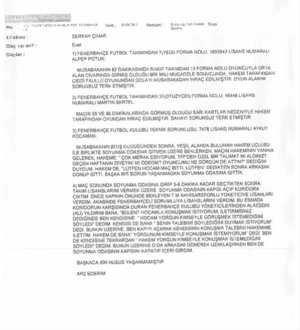 Fenerbahçe'den belgeli açıklama