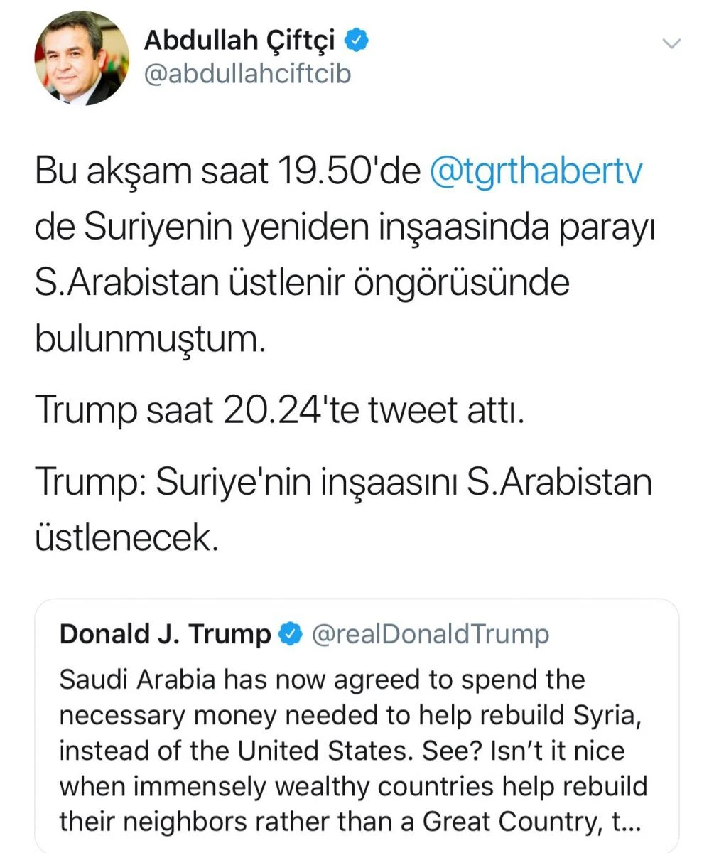 Suriye'nin yeniden inşası için gereken parayı Suudi Arabistan üslenecek