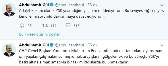 Adalet Bakanı Abdulhamit Gül'den 'YSK iddialarına' yanıt