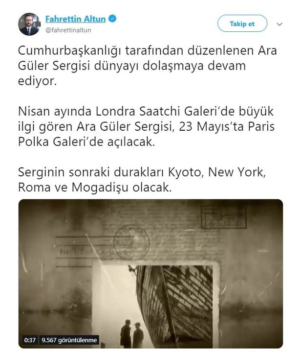 Fahrettin Altun'dan Ara Güler Sergisi paylaşımı