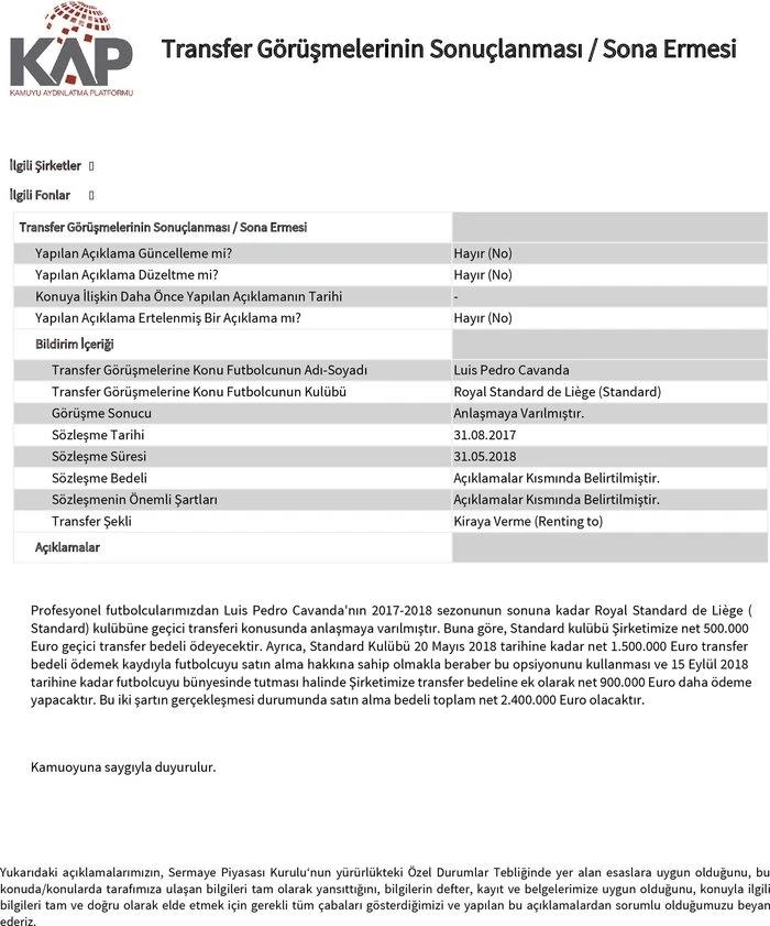 Son dakika: Galatasaray, Cavanda'yı resmen duyurdu!