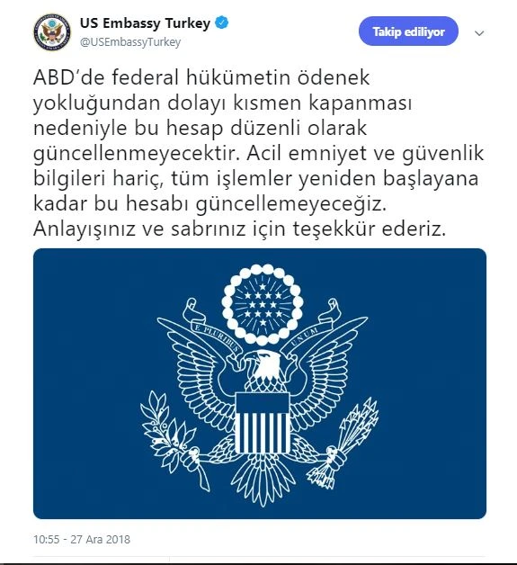 ABD'de bütçe krizi: Hükümet kapandı, twit atamayacaklar