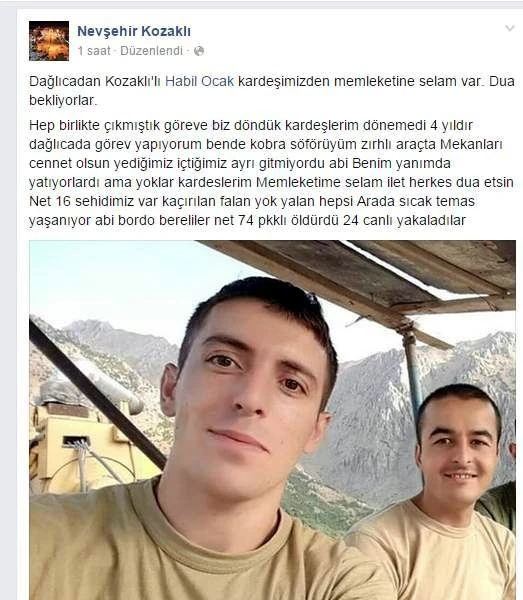 Dağlıca’daki askerlerden mesaj, 'Herkes dua etsin'