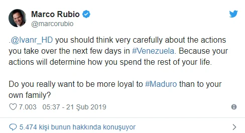 ABD'den Venezuelalı komutana iğrenç tehdit: Ya Maduro ya ailen!
