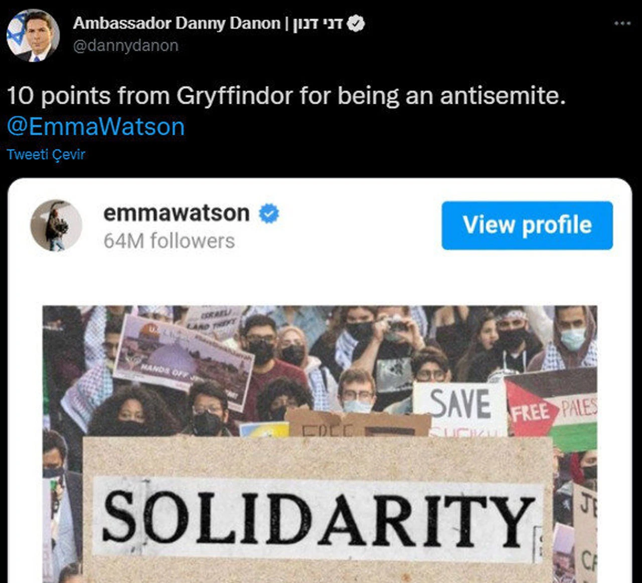 Harry Potter'ın yıldızı Emma Watson'dan Filistin'e destek