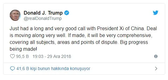 Trump'tan Çin ile anlaşma açıklaması