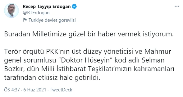 PKK'nın Mahmur sorumlusu öldürüldü