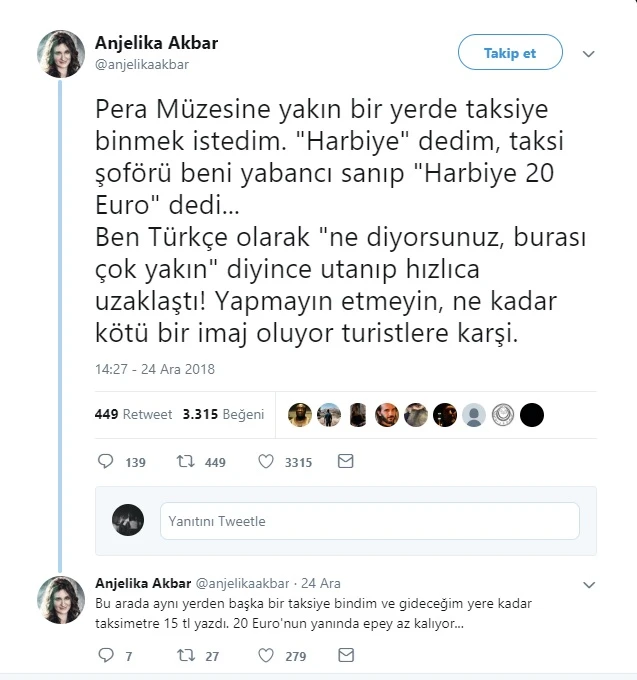 Piyanist Anjelika Akbar: Taksici beni turist sanıp Taksim-Harbiye arası 120 lira istedi!