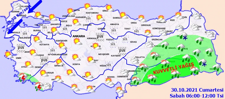 Meteoroloji'den 8 ile kar uyarısı! Sağanak ve fırtına geliyor (30 Ekim hava durumu)