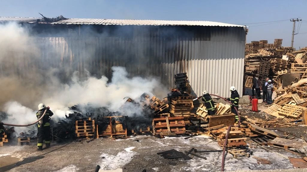 Palet fabrikasında korkutan yangın