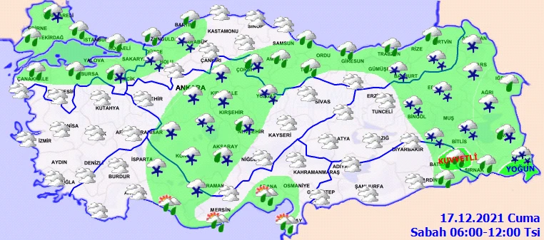 İstanbul başta olmak üzere 47 ile kar uyarısı (17 Aralık illere göre hava durumu)