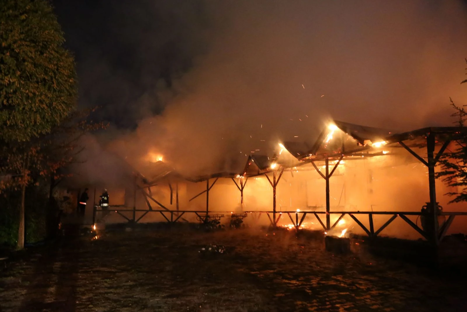 Sivas'ta bir at çiftliğinde yangın çıktı