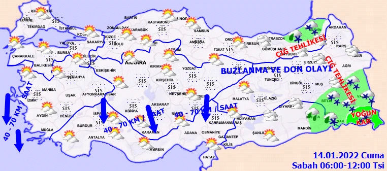 Meteoroloji'den peş peşe uyarılar: Kar, buzlanma, don ve fırtınaya dikkat! (14 Ocak hava durumu)