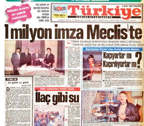 Türkiye gazetesi kutlu davaya öncülük etti