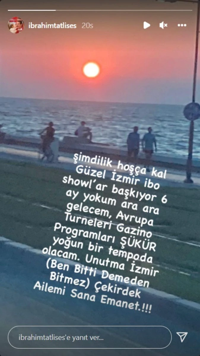 İbrahim Tatlıses İzmir'e veda etti! İmparator'dan 'Ben bitti demeden bitmez' paylaşımı
