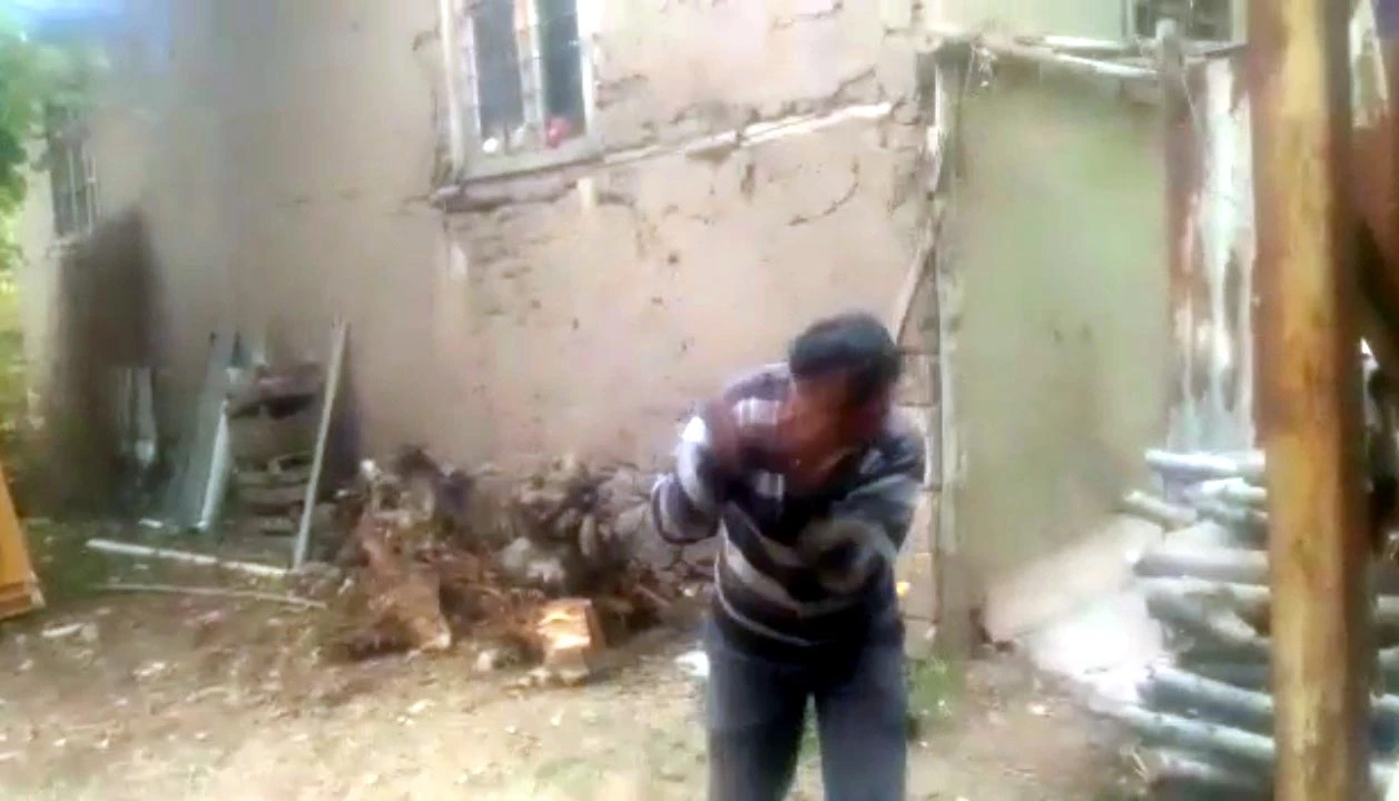 Evin duvarına yuva yapan arıların saldırısına uğradı!