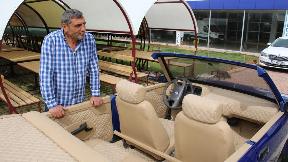 Hurda otomobil, üstü açık lüks otomobile döndü