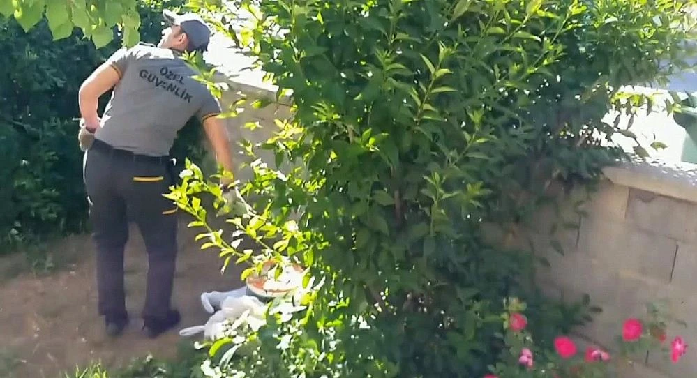 Evine girmek isteyen güvenlik görevlisine karga saldırdı