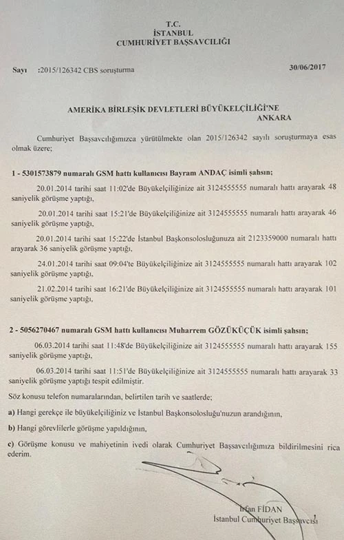 Savcılıktan ABD Büyükelçiliği'ne jet cevap