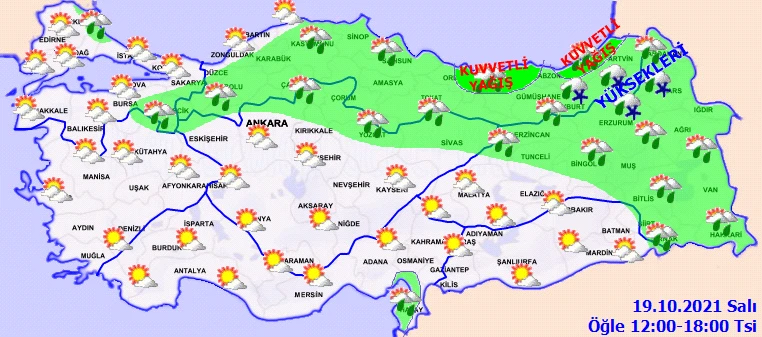 Sağanak yerini kar yağışına bırakıyor! Sel, heyelan, yıldırım ve fırtınaya dikkat (19 Ekim hava durumu)