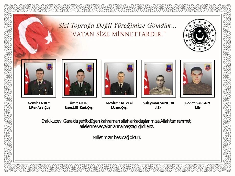 MSB’den Gara’da şehit olanlar için başsağlığı mesajı