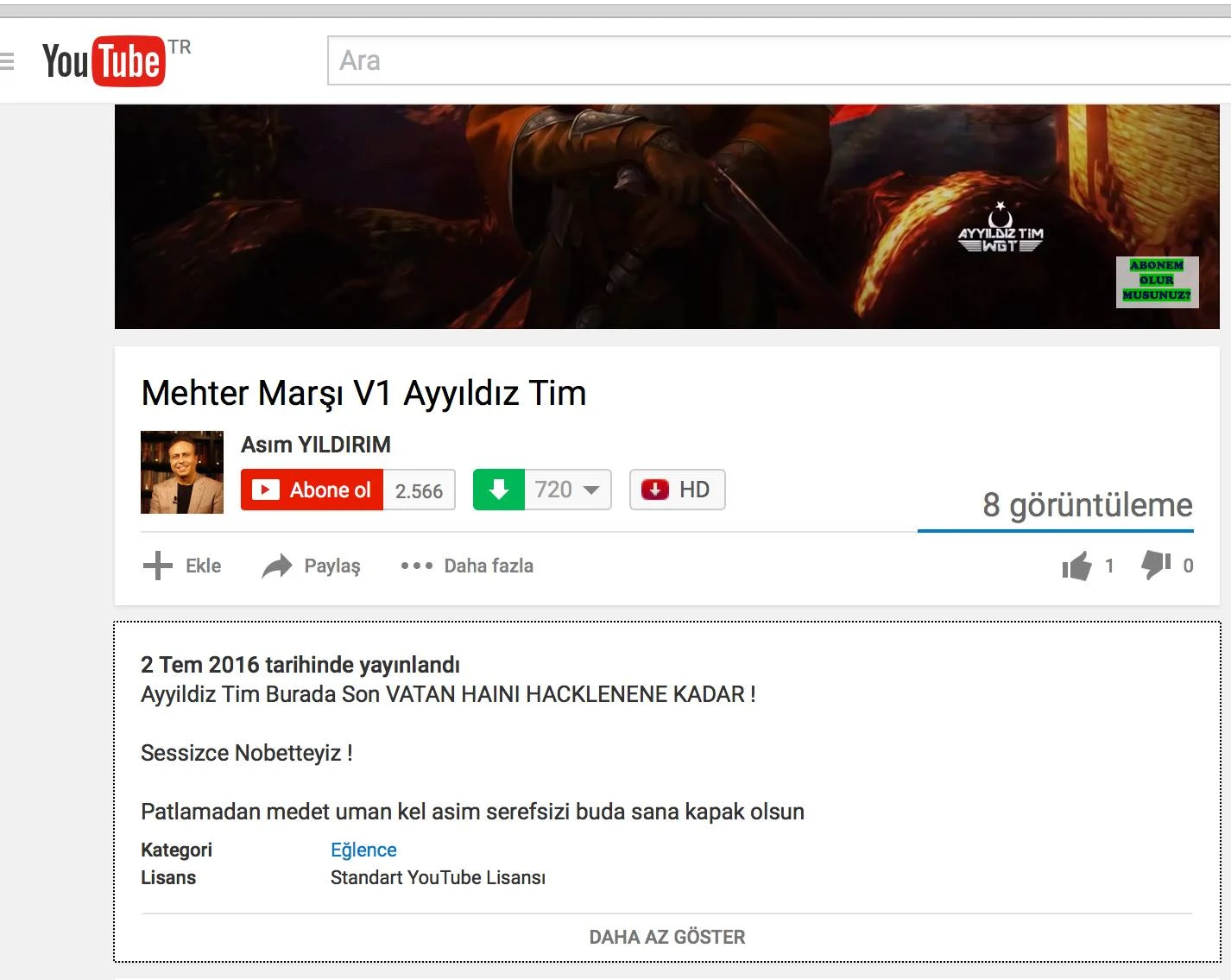 Ayyıldız Tim Asım Yıldırım'ı hackledi