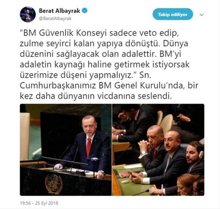 Bakan Berat Albayrak'tan 2018 BM Genel Kurulu'na dair önemli mesaj
