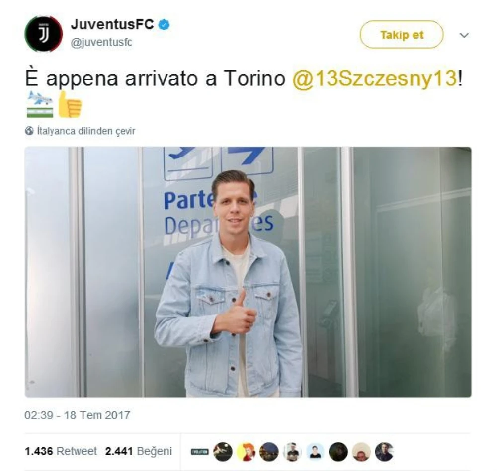 Szczęsny, Juventus'a imza için Torino'da
