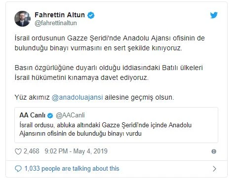 Ankara'dan Gazze'de AA ofisini vuran İsrail'e tepki