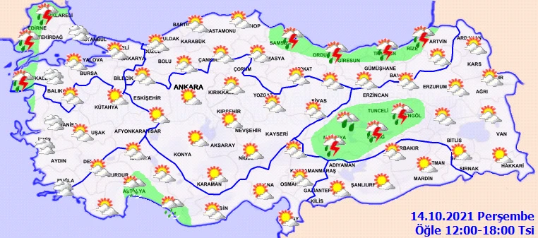 Meteoroloji'den sel, su baskını ve kuvvetli rüzgar uyarısı (14 Ekim hava durumu)