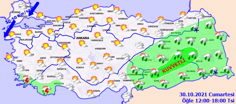 Meteoroloji'den 8 ile kar uyarısı! Sağanak ve fırtına geliyor (30 Ekim hava durumu)
