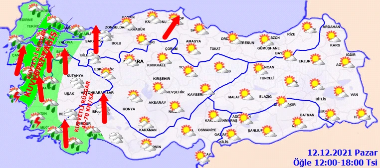 Meteoroloji'den uyarı üstüne uyarı! Önce yağmur arkasından kar gelecek (12 Aralık hava durumu)