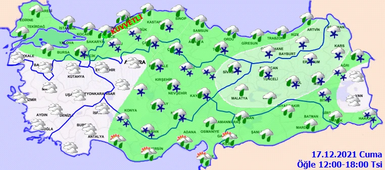 İstanbul başta olmak üzere 47 ile kar uyarısı (17 Aralık illere göre hava durumu)