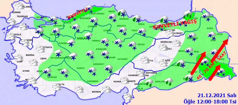 Yoğun kar kapıda! Meteoroloji'den 16 ile sarı ve turuncu uyarı (21 Aralık hava durumu)