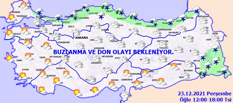 Meteoroloji il il uyardı: Kar, buzlanma, don... (23 Aralık Perşembe hava durumu)