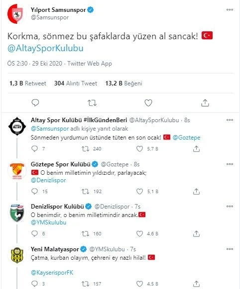 Futbol kulüplerinin başlattığı İstiklal Marşı paylaşımları büyük beğeni topluyor
