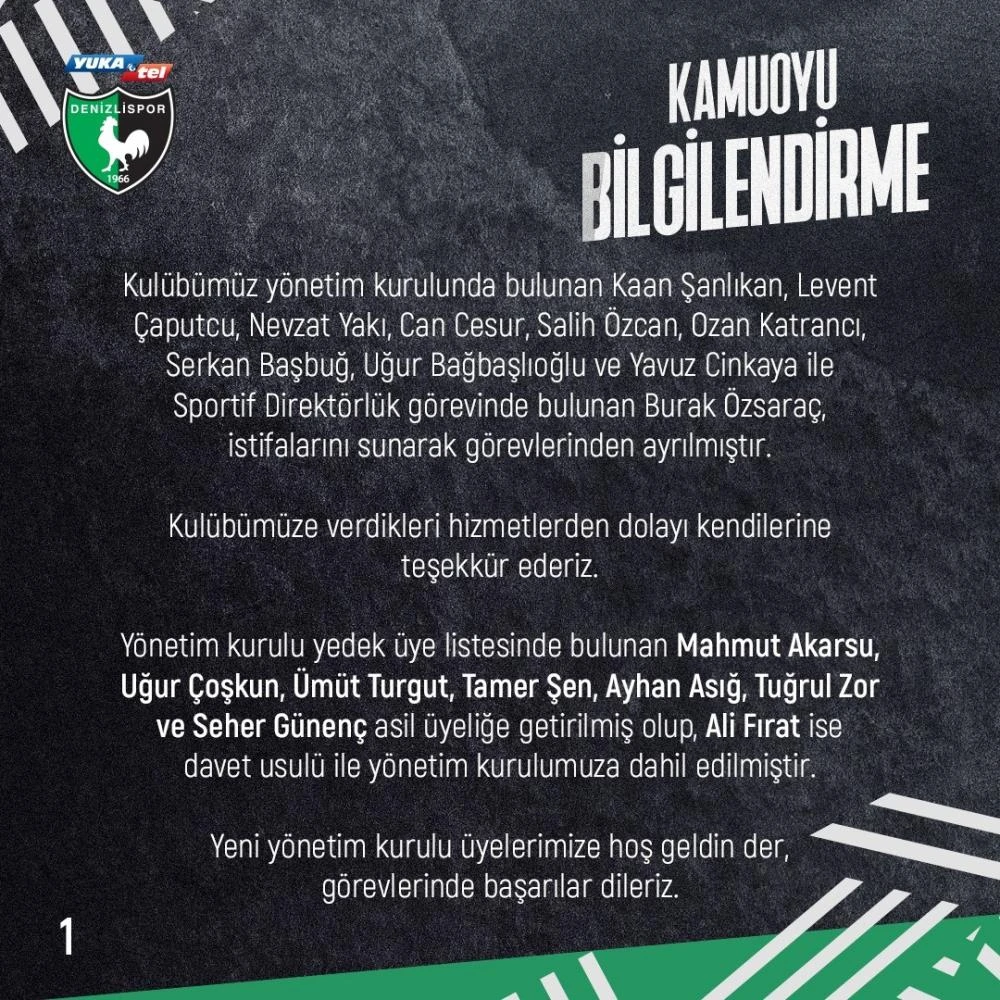 İstifalar resmi olarak açıklandı