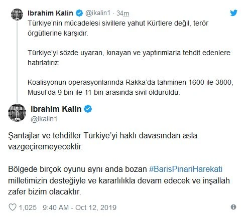 Cumhurbaşkanlığı Sözcüsü Kalın: Şantajlar ve tehditler Türkiye'yi haklı davasından asla vazgeçiremez