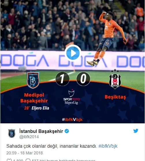 Başakşehir, Beşiktaş'ı 10 kişiyle devirdi: "İnananlar kazandı"