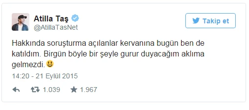 Atilla taş'a soruşturma açıldığı duyuruldu