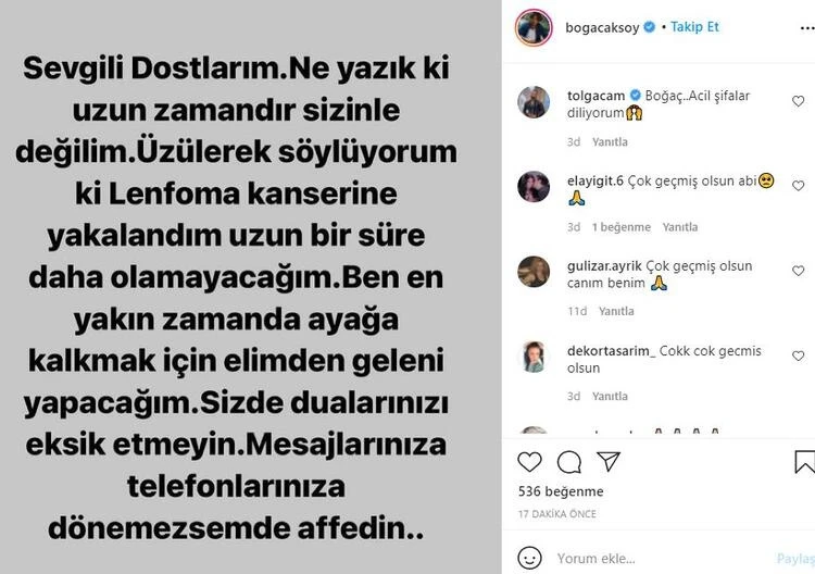 Arka Sokaklar oyuncusu Boğaç Aksoy'dan hayranlarını üzen haber