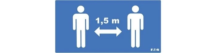 Sosyal mesafe ve bina güvenliği kurallarına uyulmasına yardımcı olan piktogramlar