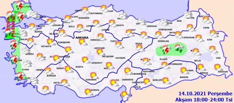 Meteoroloji'den sel, su baskını ve kuvvetli rüzgar uyarısı (14 Ekim hava durumu)