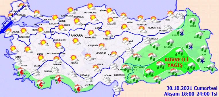 Meteoroloji'den 8 ile kar uyarısı! Sağanak ve fırtına geliyor (30 Ekim hava durumu)