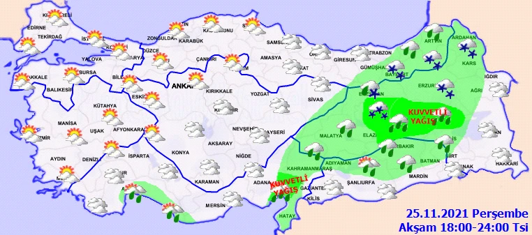 Meteoroloji'den il il kar ve yağmur uyarısı! Tüm bölgelerde etkili olacak (25 Kasım hava durumu)