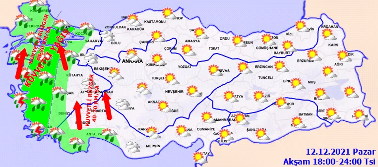 Meteoroloji'den uyarı üstüne uyarı! Önce yağmur arkasından kar gelecek (12 Aralık hava durumu)