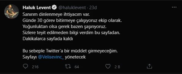 Haluk Levent özür diledi! Twitter’a ara verdiğini açıkladı