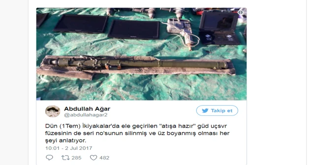 Hakkari operasyonunda PKK'ya ait güdümlü uçaksavar füzesi ele geçirildi