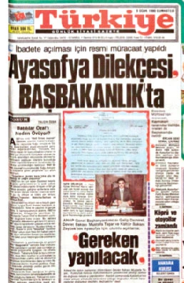 Türkiye gazetesi kutlu davaya öncülük etti